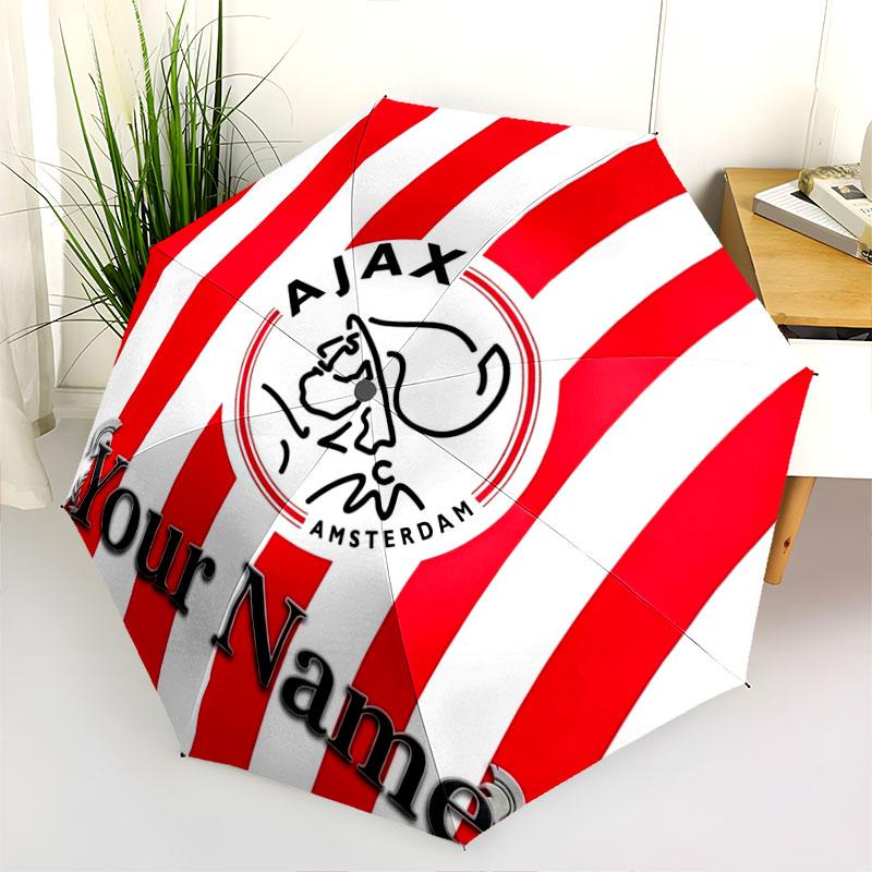 1 шт. Автоматический складной зонт - AFC Ajax, узор с индивидуальным названием, портативный и складной дизайн с 8 спицами, Рождественские и Дни рождения