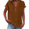 Women's Fashion Casual Solid Colour V-Neck Short Sleeve Button Down Shirt T-Shirt Top