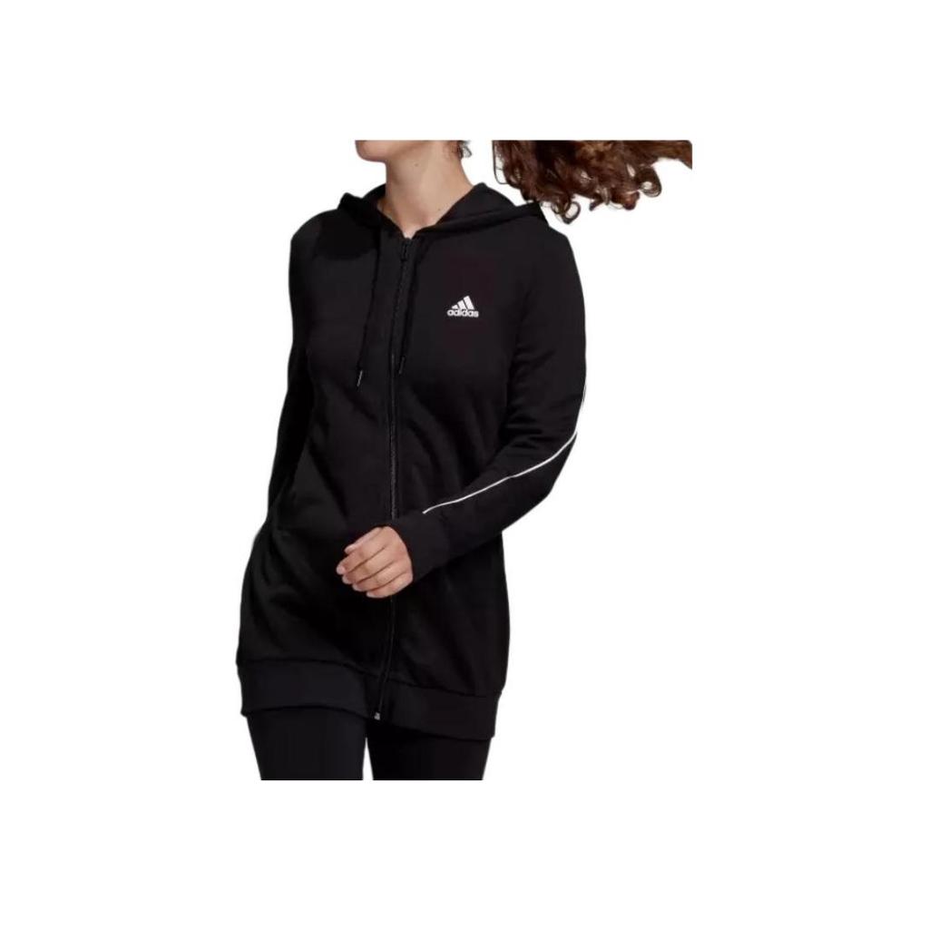 adidas Essential Gian Hooded Loose Comfortable Full Zip Hoodie Women Hoodies Black GM5545