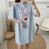 Maternity and Nursing Summer T-Shirts: Fashionable, Loose-Fit, Short-Sleeve Mid-Length Dresses with Printed Designs