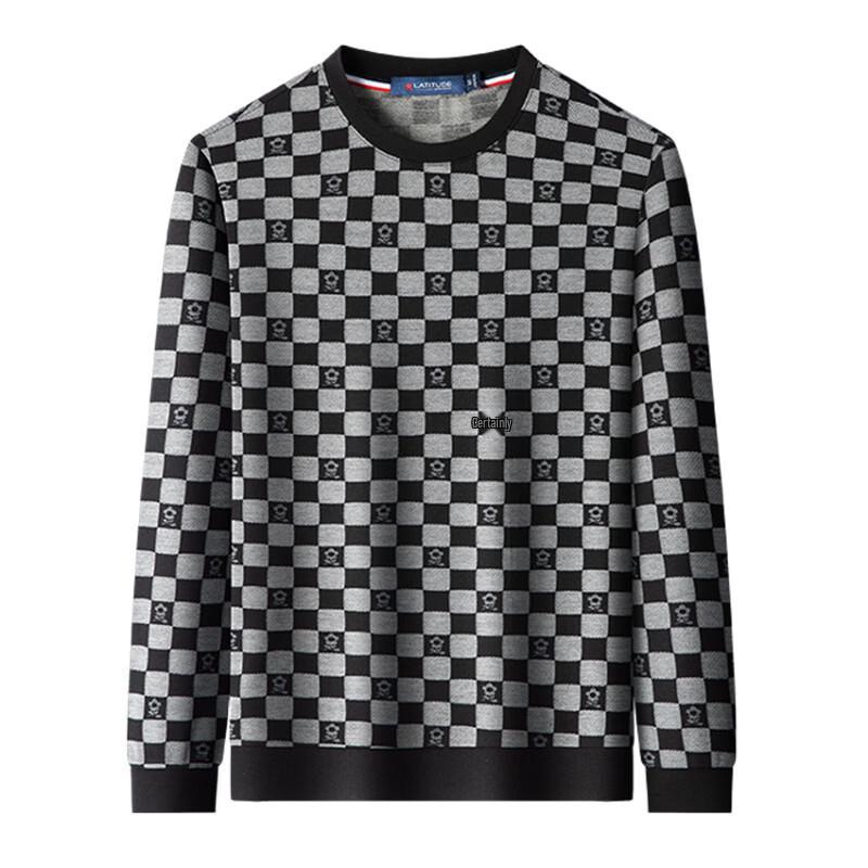 Montagut Men's Checkboard Jacquard Round Neck Sweatshirt