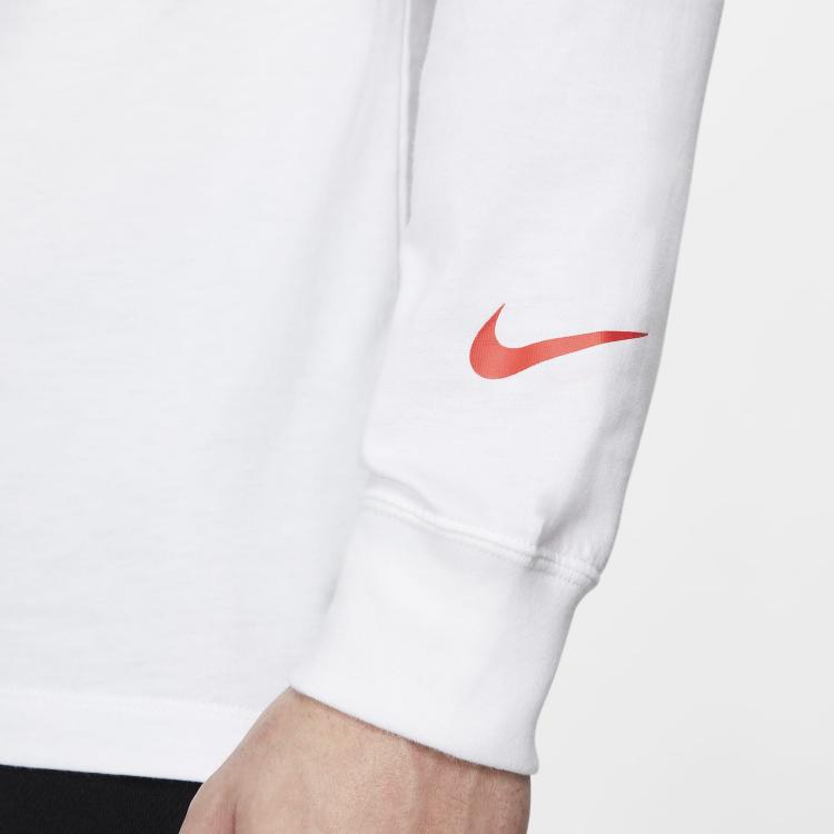 Nike Повседневная футболка с длинным рукавом и принтом букв, мужская, белая FQ4909-100