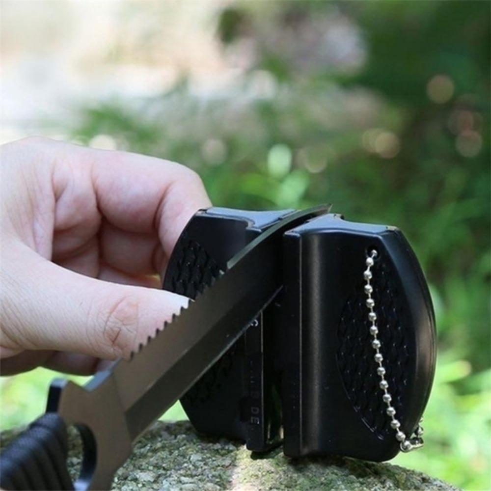 1pc Tungsten Steel Knife Sharpener, Mini Ceramic Rod Pocket Kitchen Knife Sharpener Tool with Plastic Handle for Camping and Outdoor Use