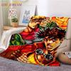 Jojo's Bizarre Adventure Blankets Anime Art Printed Blankets JoJo Vs Caesar Flannel Throw Blankets for Home Couch Bedroom Quilt
