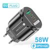 PD33W GaN QC3.0 Многопортовое EU Зарядное устройство 9V/12V Адаптер Быстрой Зарядки
