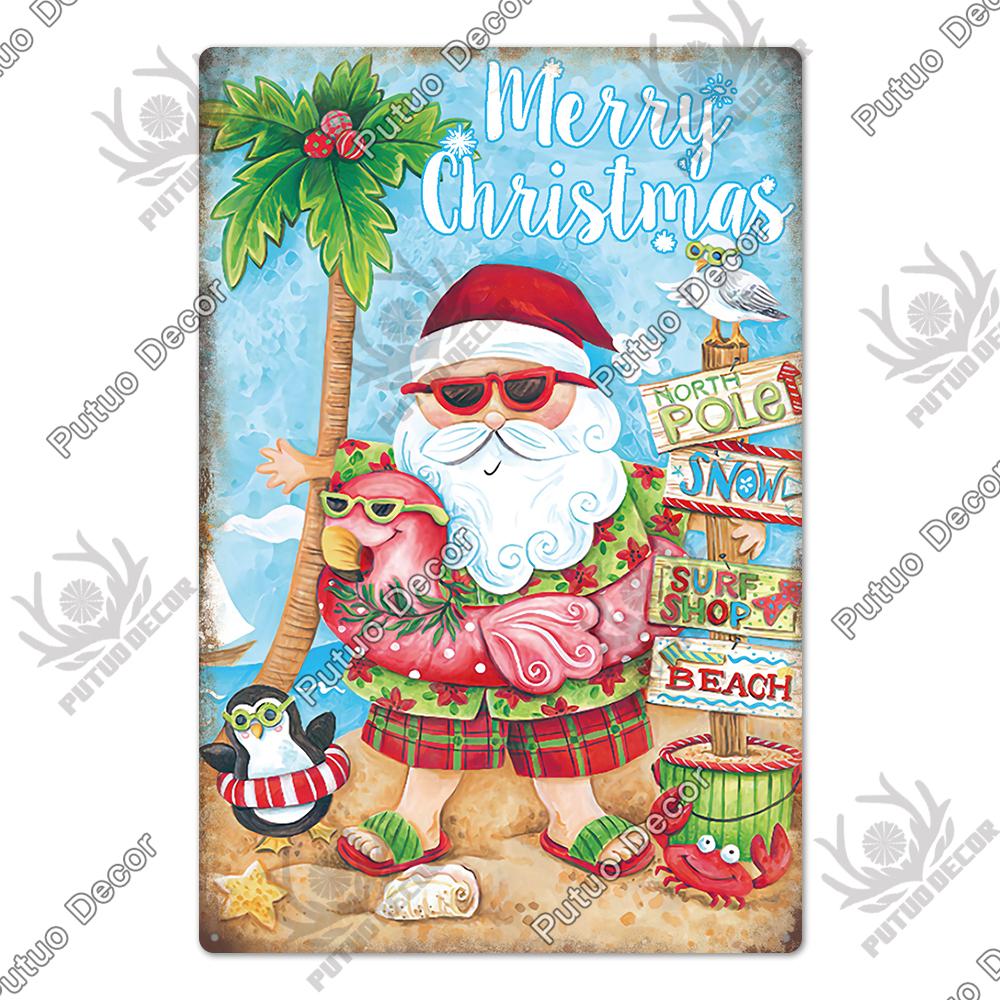 Decor Christmas Vintage Tin Sign Plaque Metal Retro Plate Poster for Club Living Room Kitchen Home Wall Art Decoration