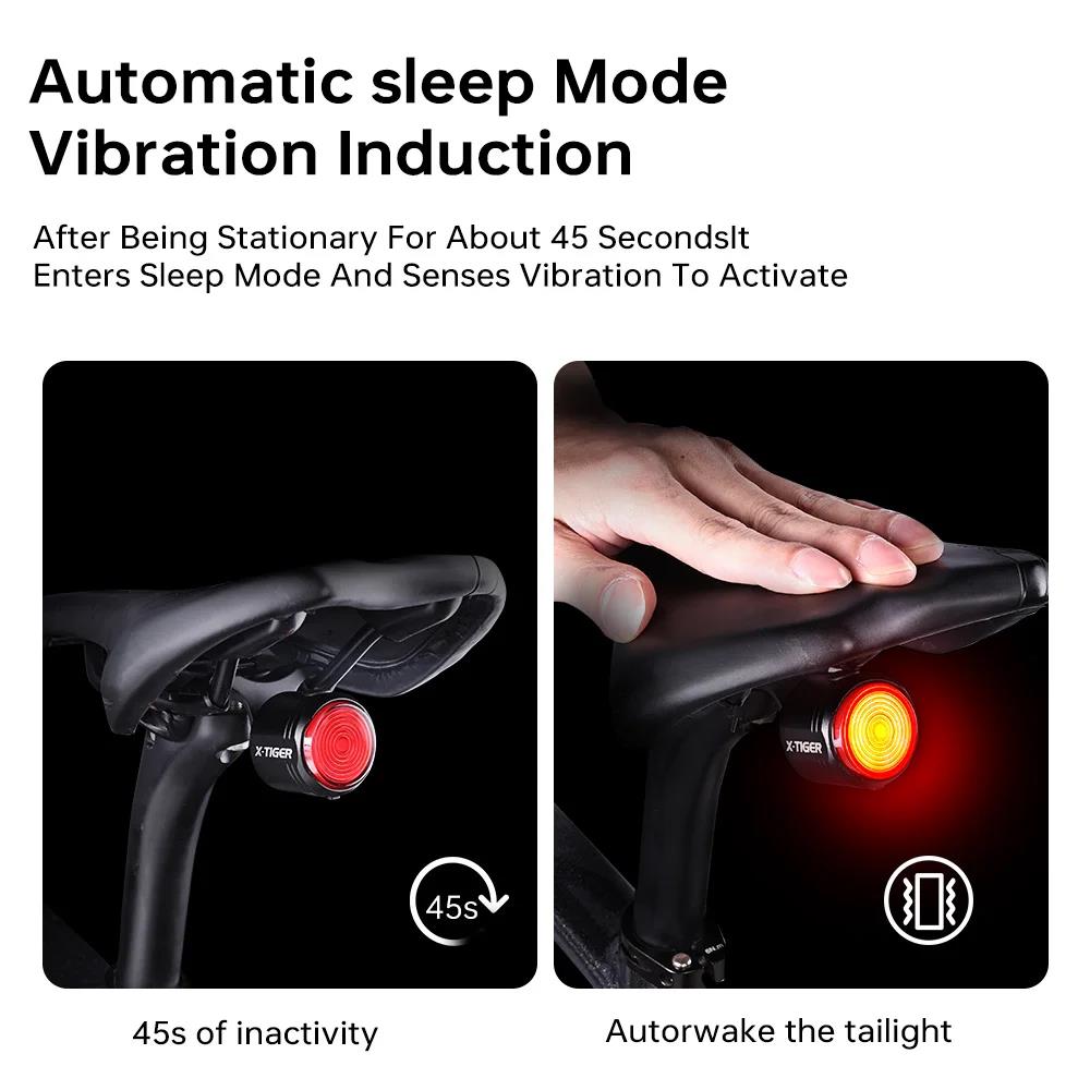 X-TIGER Rear Light Bike Smart Brake Sensing Light High Brightness IPX6 Waterproof LED Charging Taillight MTB Bike Accessories 7