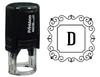 Printtoo Alphabet D Monogram Initial Square Swirl Border Self Inking Rubber Stamp Office