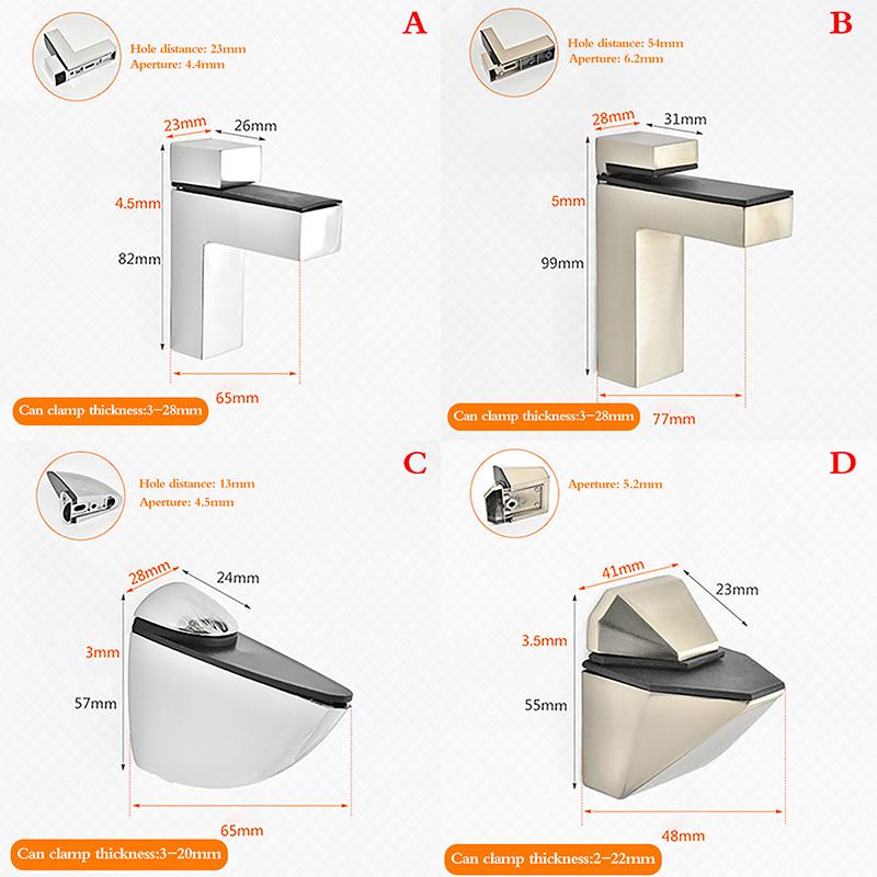 Регулируемый стеклянный держатель полки из сплава Стеклянные зажимы Держатель кронштейна для полки