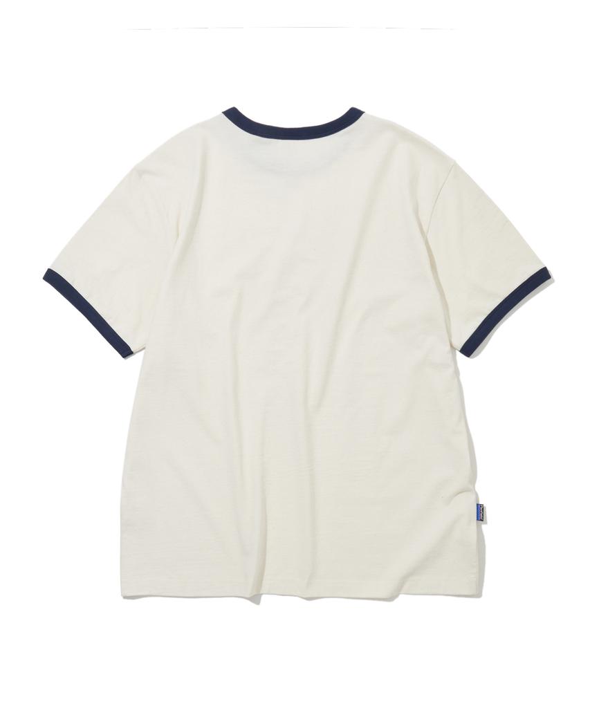 PENFIELD Винтажная серия Футболка с коротким рукавом и контрастными манжетами и воротником с гравировкой в морском стиле Цвет: Слоновая кость_Fs2Kt42U