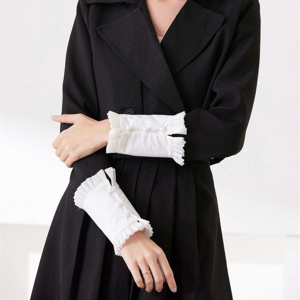 Судебный Винтаж Литература и искусство Плиссированный край Хлопок Лолита Перламутровые пуговицы Грибок Край Ложные рукава Короткие манжеты