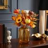 Artificial Fall Bouquet with Fabric Pumpkins Maple Leaves Wheat Berries, Thanksgiving Floral Arrangement Autumn Home Decor for Centerpieces, Seasonal