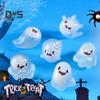 6Pcs Luminous Mini Resin Ghost Figurines Glowing Halloween Ornaments Small Ghost Micro Miniature Statue for Outdoor House Landscape Party