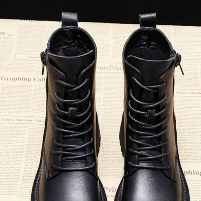 Осень и зима Новые повседневные ботинки Martin на молнии со шнуровкой и бархатом, износостойкие модные ботинки, женская обувь, ботинки