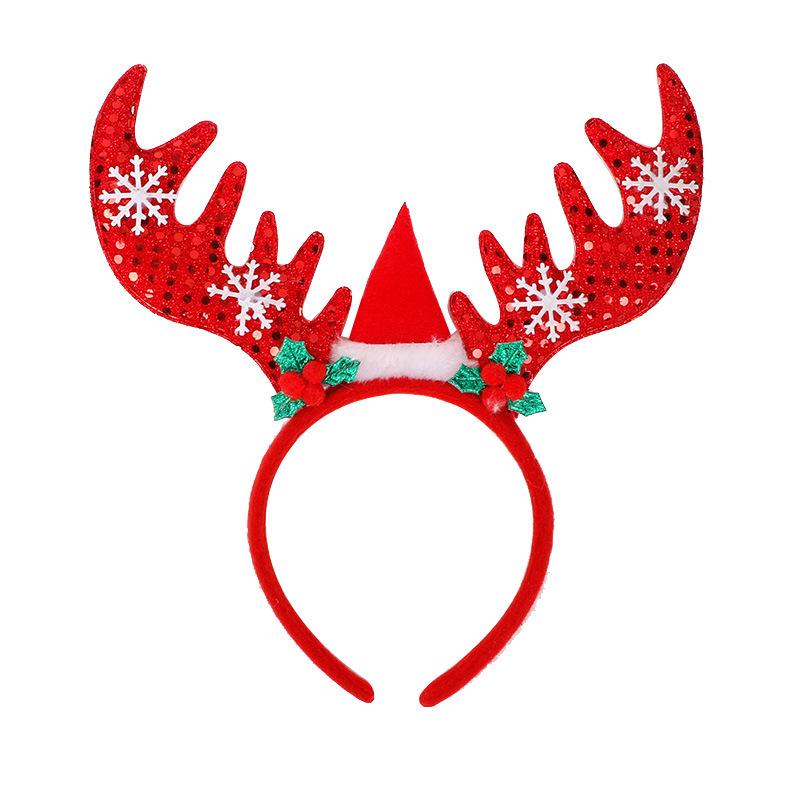 Christmas Deer Antler & Snowman Headband - Festive Party Headdress Gift
