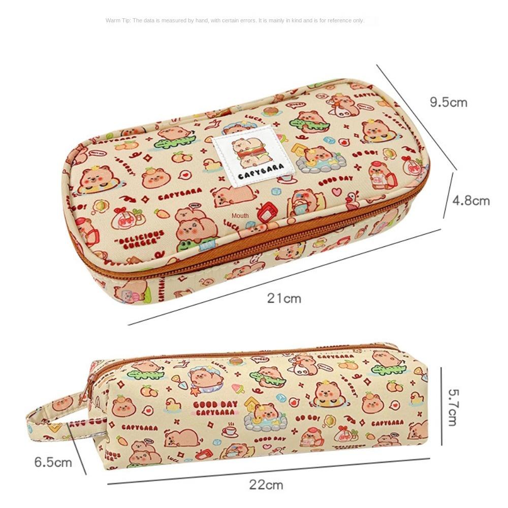 Canvas Capybara Pencil Pouch Durable Cartoon Pencil Bag Large Capacity Pencil Bag  Cosmetic Bag