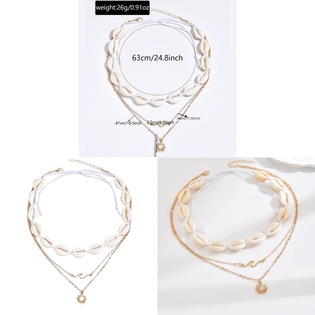 Sunflower Pendant Necklace With Geometric Shell Charm For Women Summer Fashion Accessory