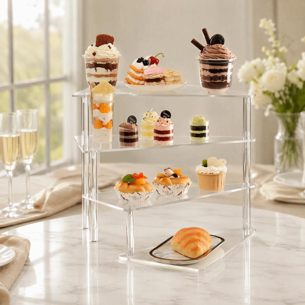 3/4 Tier Acrylic Display Stand Triangular Base Acrylic Display Riser Cupcake Stand Perfume