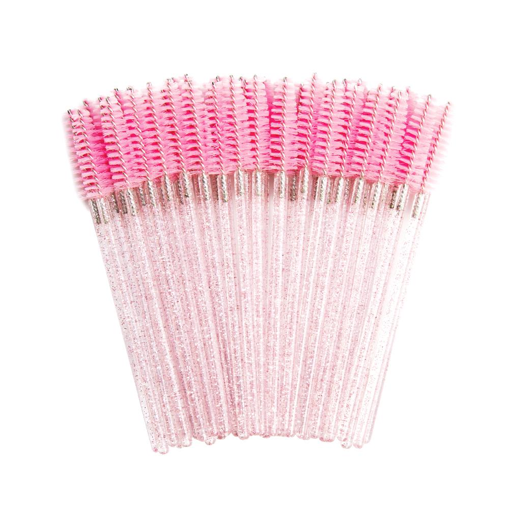 2024 Hot Sale Crystal Shine Eyelashes Mascara Brushes Private Logo Diamond Eyelashes Nylon Fan Brush Make-Up Tool