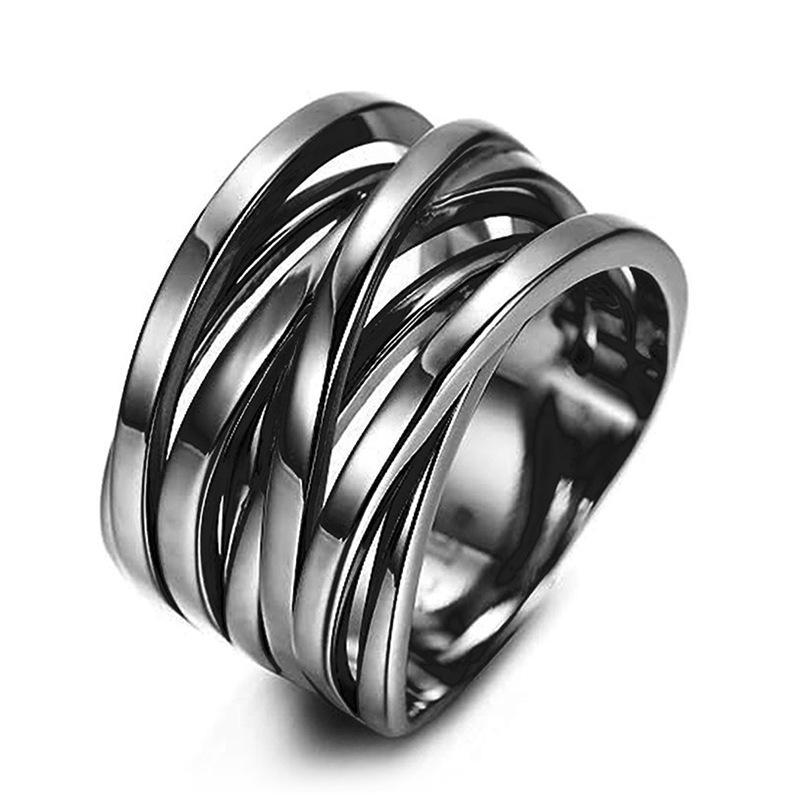 Luxury three-dimensional woven cross ring, metallic high-end men's ring, trendy hip-hop ring ring