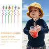 6 шт., мультяшные животные, блестящие соломинки, кошачья любовь, корона, кролик, украшения в форме фруктов, пластиковые спиральные соломинки для детей, товары для вечеринок, украшения