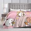 Cartoon Panda Bubu Dudu Blanket Coral Fleece Plush Printed  Breathable Warm Throw Blankets for Home Bedroom Quilt