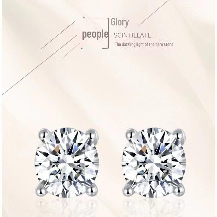 Серьги-гвоздики из серебра 925 пробы с цирконием и одним бриллиантом, свежий и простой дизайн