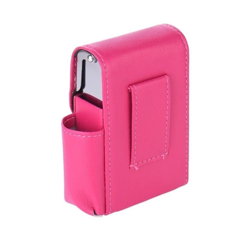 Stainless Steel + PU Leather Cigarette Case with Lighter Pocket Cigarette Pack Convenient Storage Bag Waterproof PVC Bag