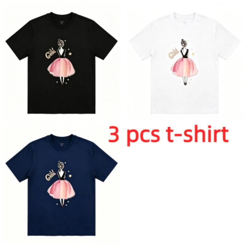 Fun The Girl Waiting Print Women's T-Shirts Summer Fashion Street Outdoor Casual T-shirt Tops for Men's and Women's Tees Top