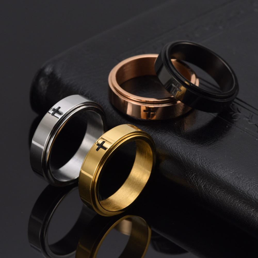 Вращающееся кольцо-крест из титановой стали, унисекс, минималистичное, для снятия стресса, ювелирное изделие, кольцо-спиннер, модный аксессуар