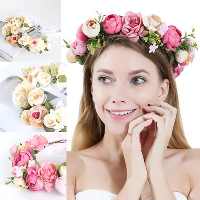 Свадебный Свадебный Цветочный Венок Симуляция Розы Цветочная Гирлянда Регулируемый Головной Убор Ручной Работы Свадьба