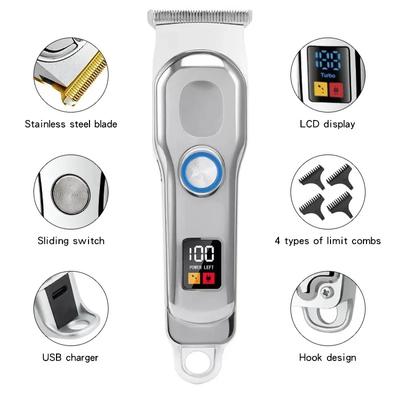 Профессиональная машинка для стрижки волос, аккумуляторная электрическая машинка для стрижки бороды для мужчин, детей, парикмахерская, машинка для стрижки волос, светодиодный экран, водонепроницаемый