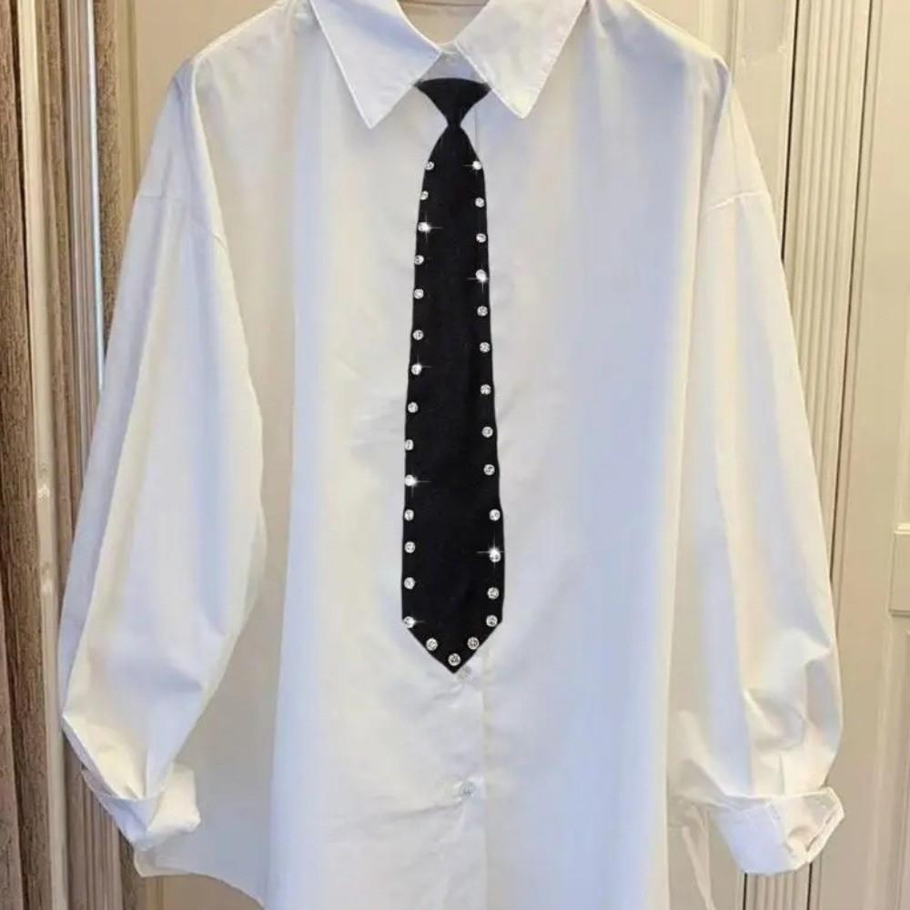 Glitter Lazy Rhinestone Neck Tie Flexible Pre Tied Neck Tie Business Adjustable Neck Tie Festive