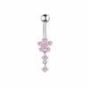 Long Dangled Zircon Belly Button Ring Pink Body Jewelry Sexy Stainless Steel Navel Piercing  Gift