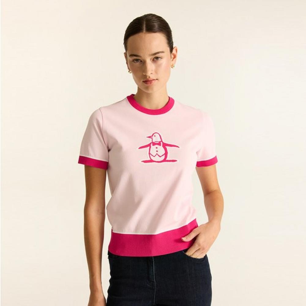 Munsingwear Women One Point Short Sleeve Sweater Pink Mq322lsw71