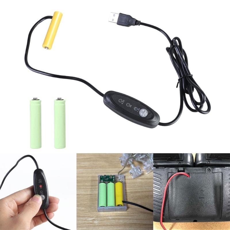 118 см Адаптер-заглушка для батареек USB-кабель питания Замена 1 шт. на 3 шт. батареек 1,5 В LR03 3A для вентилятора, игрушек, инструментов