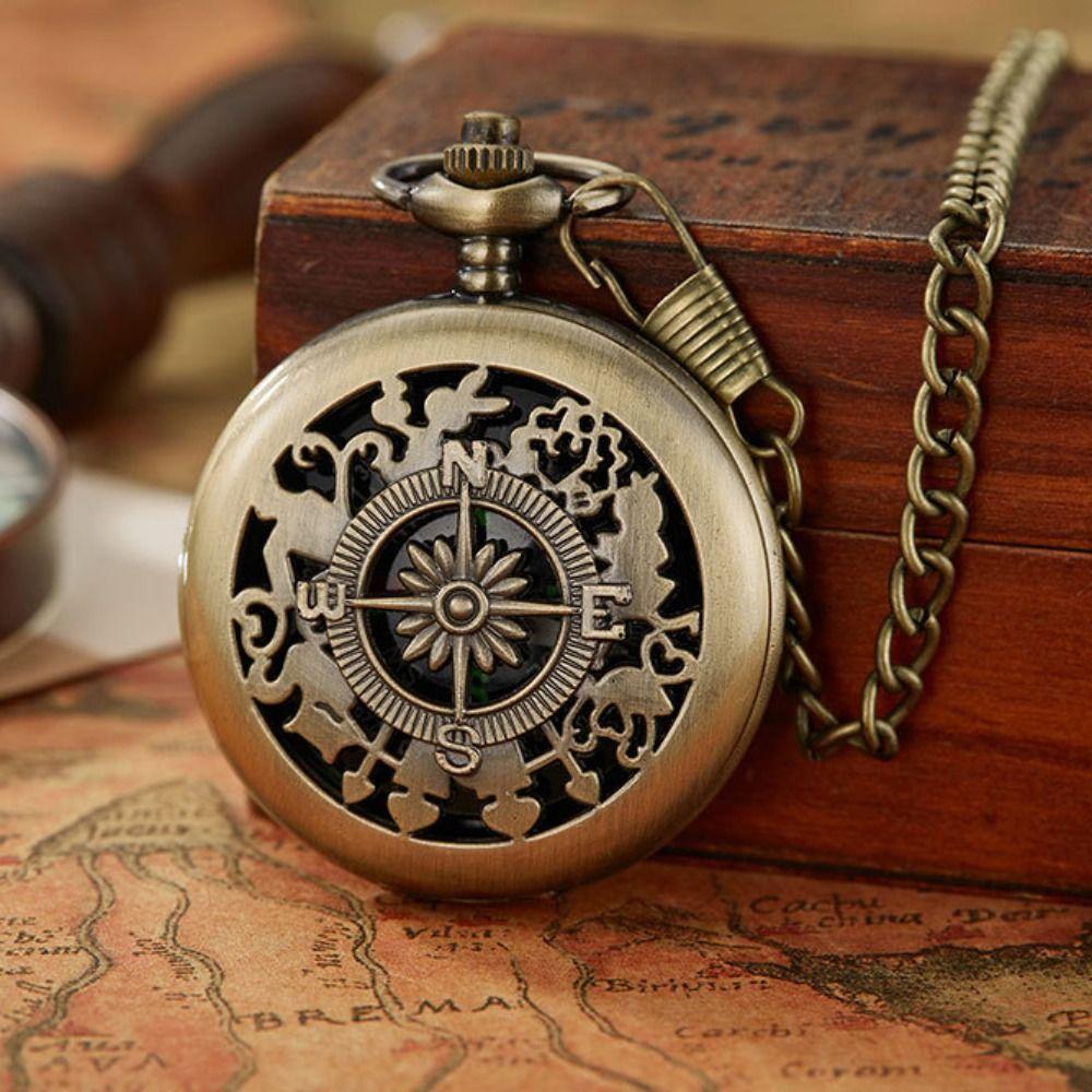 Pocket Watch Design Outdoor Navigation Pocket Watch Compass Vintage Bronze Compass Portable Compass