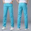 Летние стрейчевые джинсовые брюки для мужчин прямого кроя, узкого силуэта, универсальные повседневные брюки, новинка, длинные джинсовые брюки