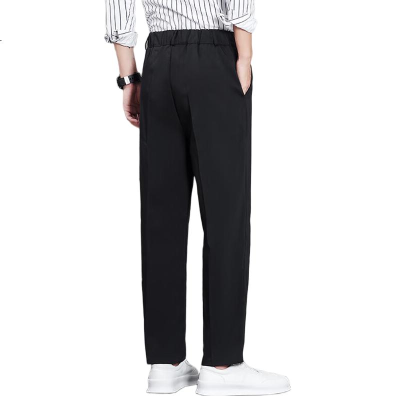 VANCAMEL Casual Pants for Men, Slim Straight-Leg Trendy Business Suit Pants, Versatile Men's Trousers, Black, 3XL