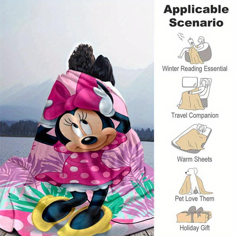 1pc, Minnie Mouse Pink Polka Dot Throw Blanket, Soft Coverlet for Bed, Couch, Travel, Camping, Car, Beach, Office Nap, Perfect Gift for FriendsX017