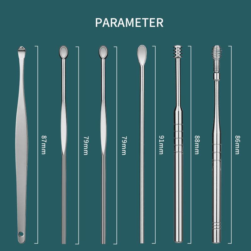 Набор для чистки ушей из нержавеющей стали серебристого цвета, 6 шт., инструменты для удаления ушной серы