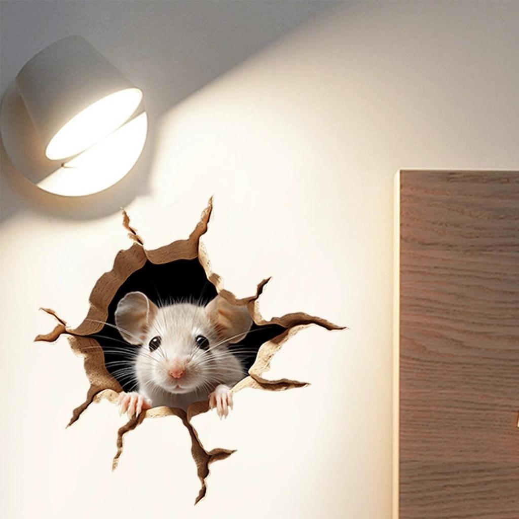 Реалистичные забавные милые мышки для дома Наклейка на стену Наклейка на стену Маленькие мышки Наклейка на стену в виде мышиной норы