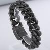 Vintage Black Cuban Link Chain Bracelet for Men 19MM Width Stainless Steel Men's Wristband Fashion Jewelry Accessory for Males