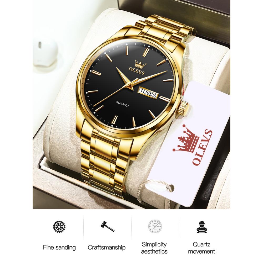OLEVS Новые деловые и развлекательные кварцевые часы со стальным ремешком, многофункциональные водонепроницаемые светящиеся мужские часы