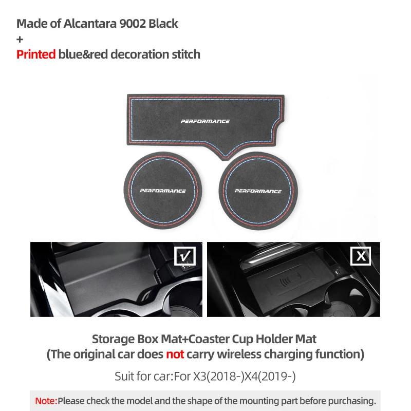 Для BMW X3 G01 X4 G02 2018-2024 Из Алькантары Коврик для подстаканника в салоне автомобиля Беспроводная зарядная панель Противоскользящая подставка Аксессуары
