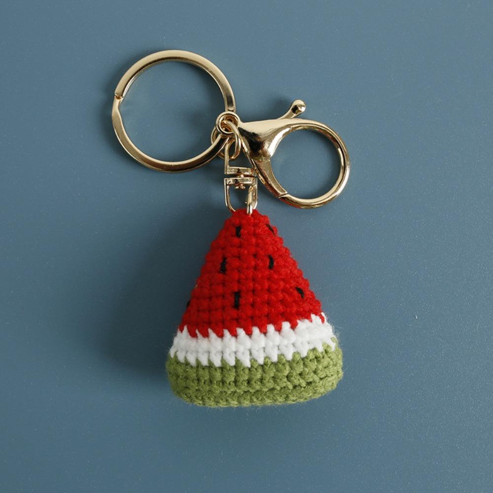 Knitted Weaving Keychain Fruit Series Wool Crochet Pendant Fashion Watermelon Pendant Bag Charm