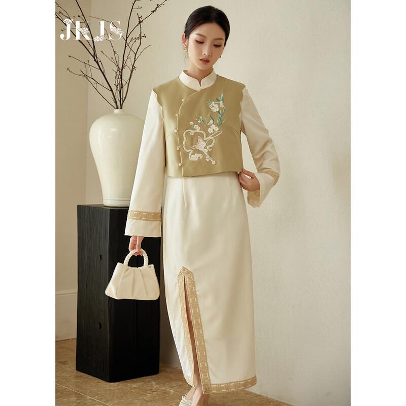 JK&JS Элегантное осеннее платье А-силуэта в новом китайском стиле
