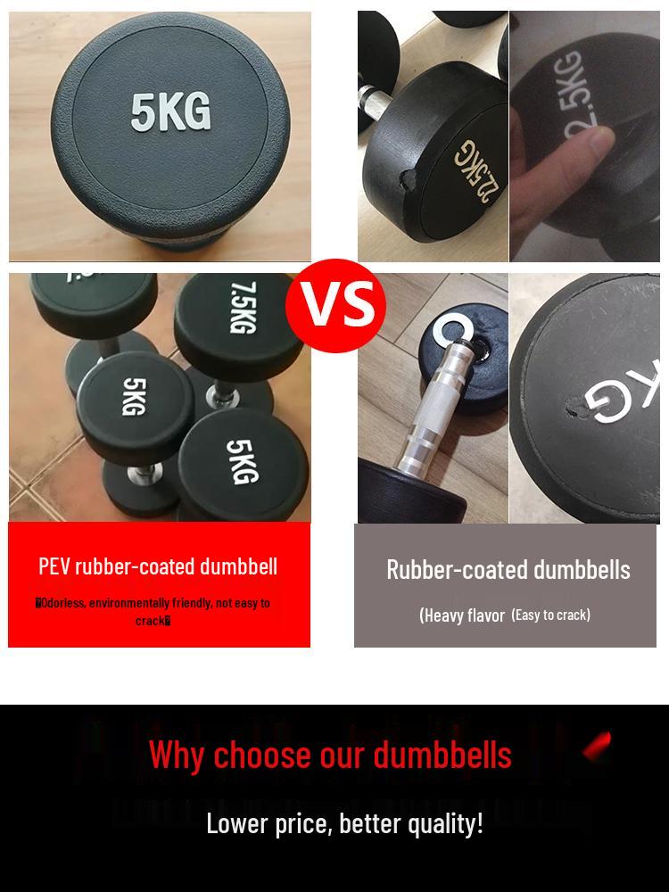 50kg Pair Rubber Coated Solid Steel Dumbbell Set for Men's & Women's Home & Commercial Gym Use