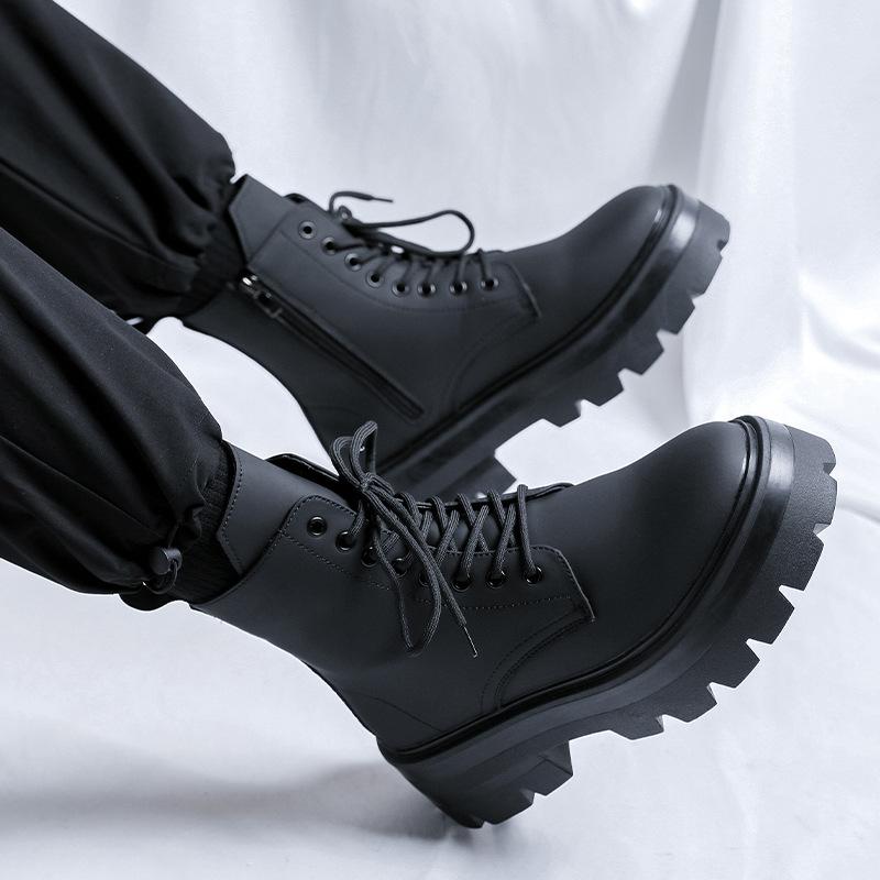 Ботинки Martin мужские кожаные туфли с толстой подошвой, увеличивающие рост, новые кожаные ботинки, ботинки дерби средней высоты 3320-R