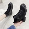 Fashion Casual Muffin Thick-soled Lace-up Martin Boots 2023 New European and American Women's Thick-soled Black Women's Boots
